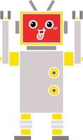 flat color retro cartoon robot vector