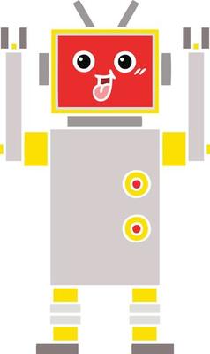 flat color retro cartoon robot