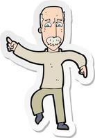 sticker of a cartoon angry old man vector