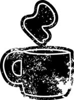 grunge icon drawing of a steaming hot drink vector