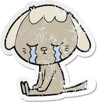 distressed sticker of a cartoon dog vector