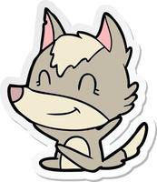 sticker of a friendly cartoon wolf vector