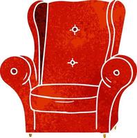 retro cartoon doodle of an old armchair vector