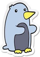 sticker of a cartoon penguin vector