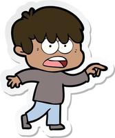 sticker of a worried cartoon boy vector