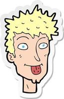 sticker of a cartoon man sticking out tongue vector