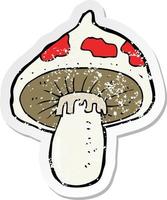 retro distressed sticker of a cartoon toadstool vector