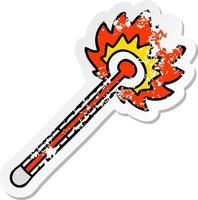 distressed sticker of a quirky hand drawn cartoon hot thermometer