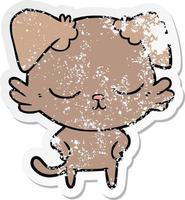 distressed sticker of a cute cartoon dog vector