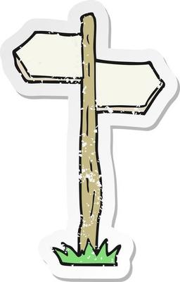 distressed sticker of a cartoon old direction sign