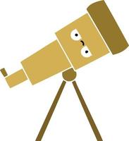 flat color retro cartoon telescope vector