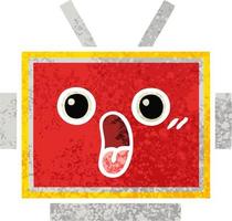 retro illustration style cartoon robot head vector