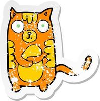 retro distressed sticker of a cartoon cat vector