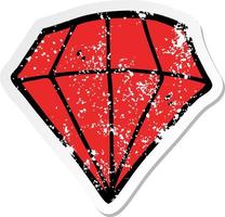 distressed sticker of a cartoon tattoo diamond vector