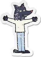 retro distressed sticker of a cartoon werewolf vector