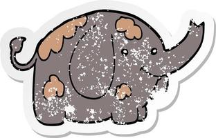 distressed sticker of a cartoon elephant vector