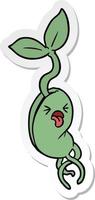sticker of a cartoon sprouting seedling vector