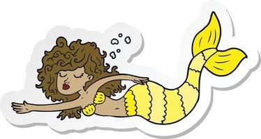 sticker of a cartoon mermaid vector