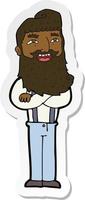 sticker of a cartoon happy man with beard vector