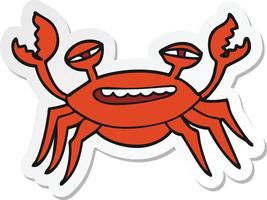 sticker of a cartoon crab vector