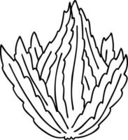 quirky line drawing cartoon lettuce vector