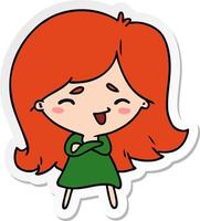 sticker cartoon of a cute kawaii girl vector
