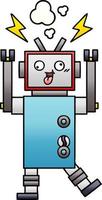 gradient shaded cartoon crazy broken robot vector