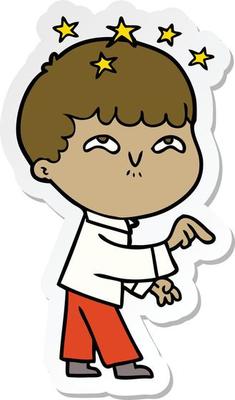 sticker of a cartoon amazed boy