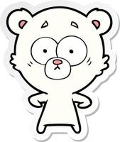 sticker of a surprised polar bear cartoon vector