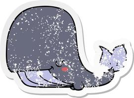 distressed sticker of a cartoon whale vector