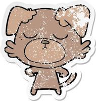 distressed sticker of a cute cartoon dog vector