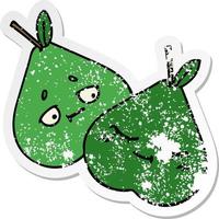 distressed sticker of a cute cartoon pears vector