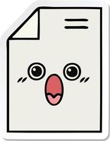 sticker of a cute cartoon shocked paper document vector