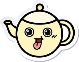 sticker of a cute cartoon tea pot vector