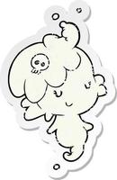 distressed sticker of a cartoon ghost vector