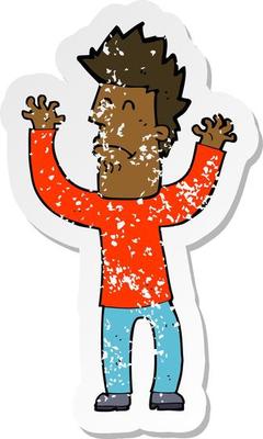 retro distressed sticker of a cartoon stressed man