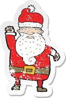 retro distressed sticker of a cartoon angry santa claus vector