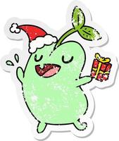 christmas distressed sticker cartoon of kawaii seed vector