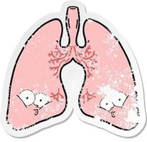 distressed sticker of a cartoon lungs vector