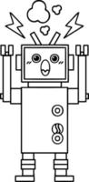 line drawing cartoon broken robot vector