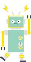 flat color retro cartoon robot vector