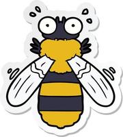 sticker of a cartoon bee vector