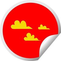 circular peeling sticker cartoon cloud vector