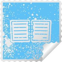 distressed square peeling sticker symbol note book vector