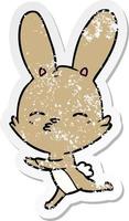 distressed sticker of a curious bunny cartoon vector