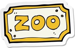 pegatina de un cartel del zoológico de dibujos animados vector
