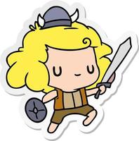 sticker cartoon kawaii cute viking child vector