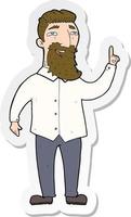 sticker of a cartoon bearded man vector