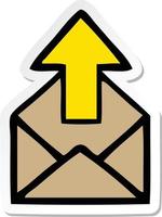 sticker of a cute cartoon envelope with arrow vector