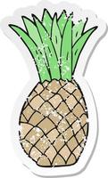 distressed sticker of a cartoon pineapple vector